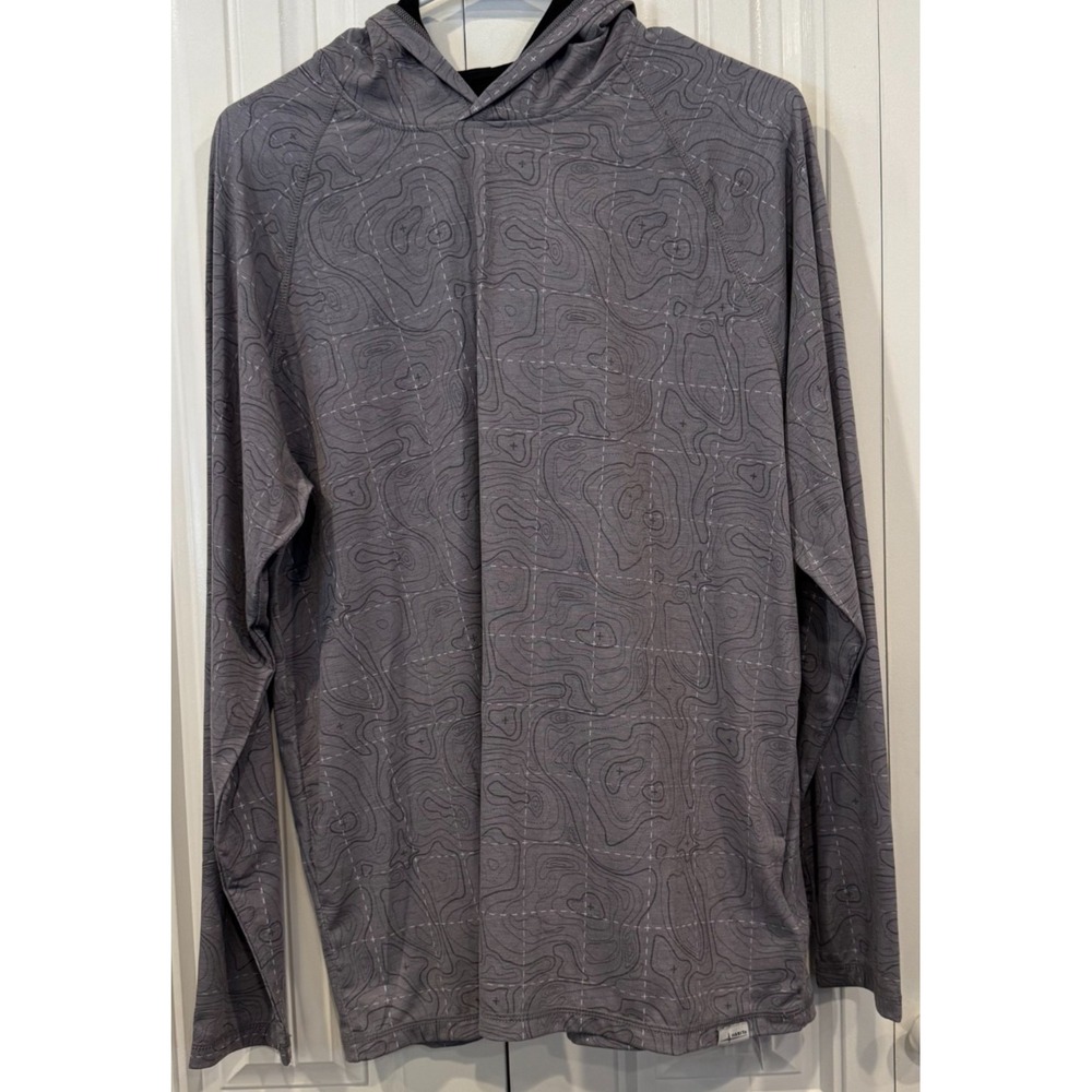 HABIT Men's M Lightweight Performance Hoodie Elevation Black Topo Map NWT
